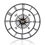 Wallity Reloj de pared decorativo en metal negro de 50 cm